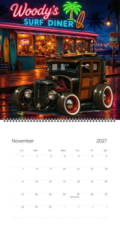 2027 Woodie Neon Calendar 6NNY186-CA
