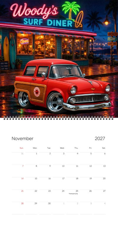 2027 Woodie Neon Calendar 7FAM111-CA