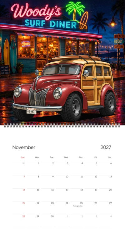 2027 Woodie Neon Calendar 7FUH827-CA