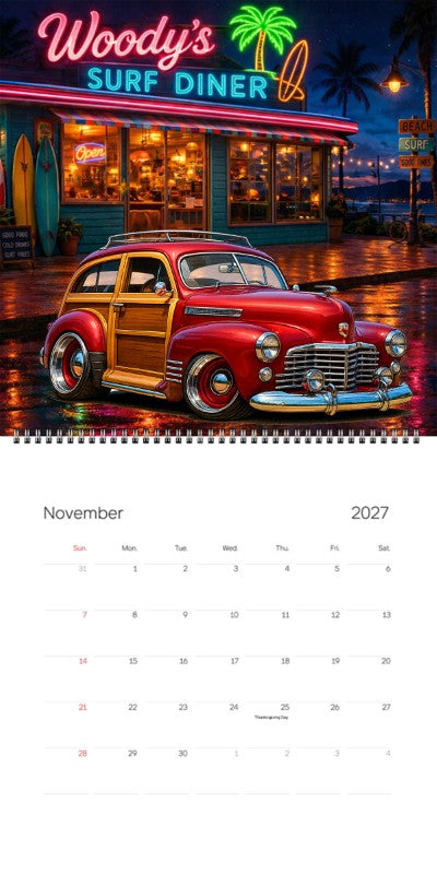 2027 Woodie Neon Calendar 7HIB186-CA