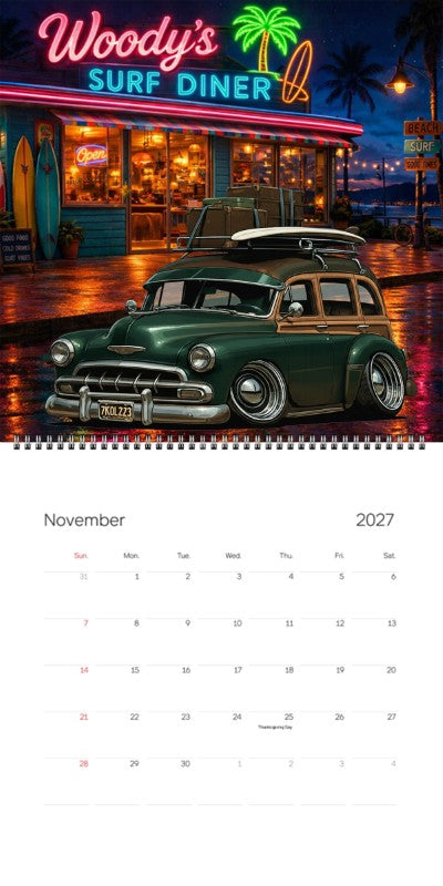 2027 Woodie Neon Calendar 7KOL223-CA