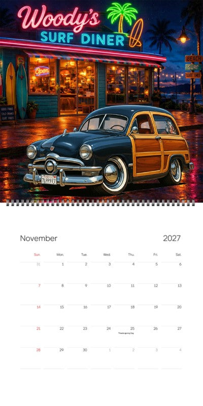 2027 Woodie Neon Calendar 7LPP977-CA