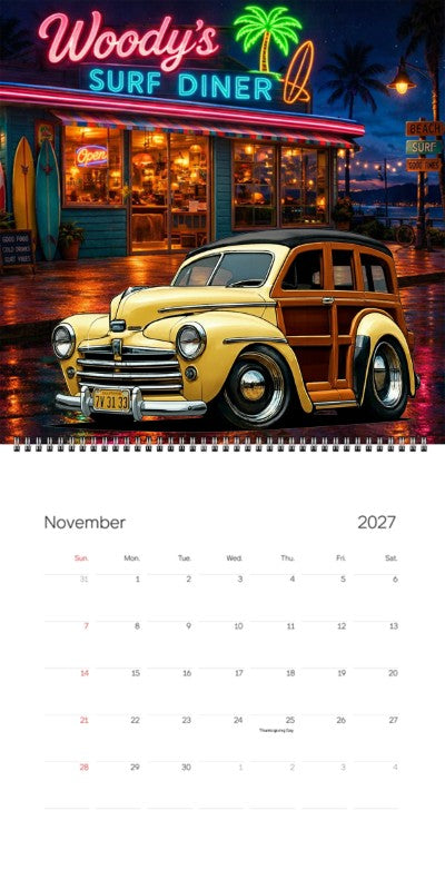 2027 Woodie Neon Calendar 7V3133-CA