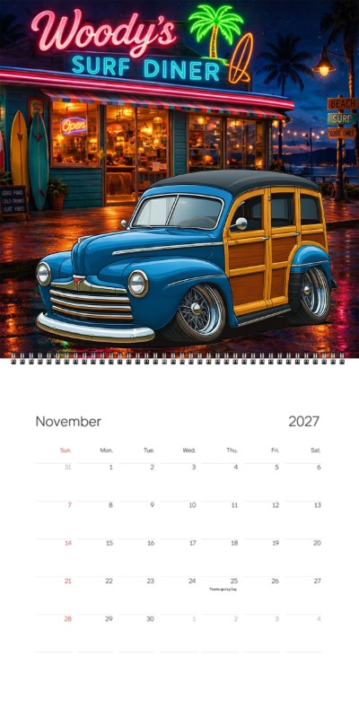 2027 Woodie Neon Calendar 888PKU-CA