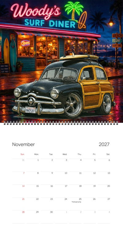 2027 Woodie Neon Calendar 8WZP287-CA