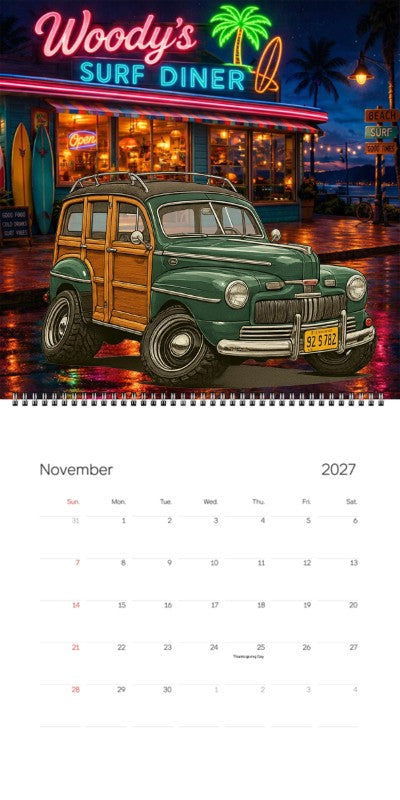 2027 Woodie Neon Calendar 92S782-CA