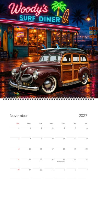 2027 Woodie Neon Calendar 9H2368-CA