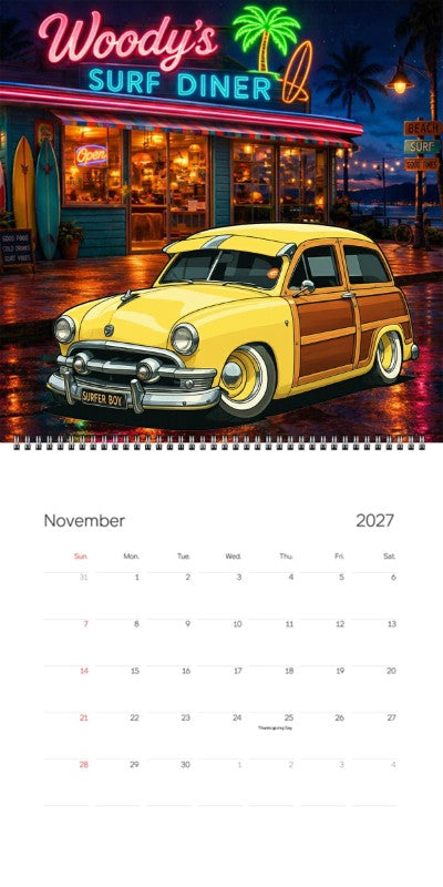2027 Woodie Neon Calendar BEACHGY-CA