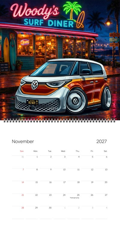 2027 Woodie Neon Calendar BUZWUDY-CA