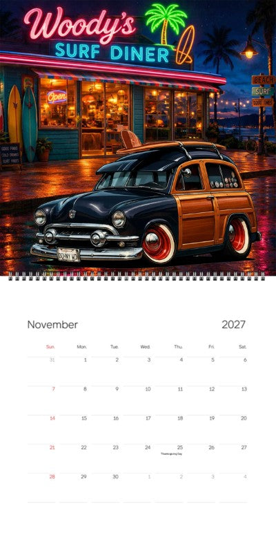 2027 Woodie Neon Calendar DOHNYWD-CA