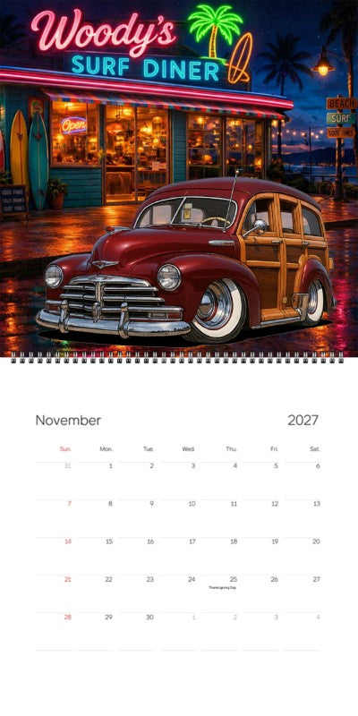 2027 Woodie Neon Calendar EASTBAY-CA
