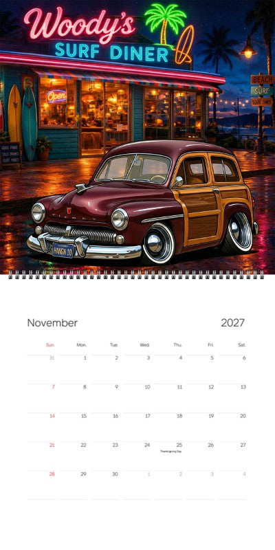2027 Woodie Neon Calendar HANGN10-CA