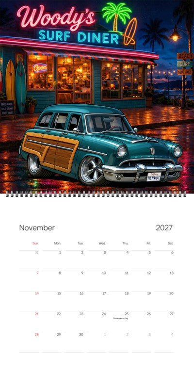 2027 Woodie Neon Calendar HERWDY-CA