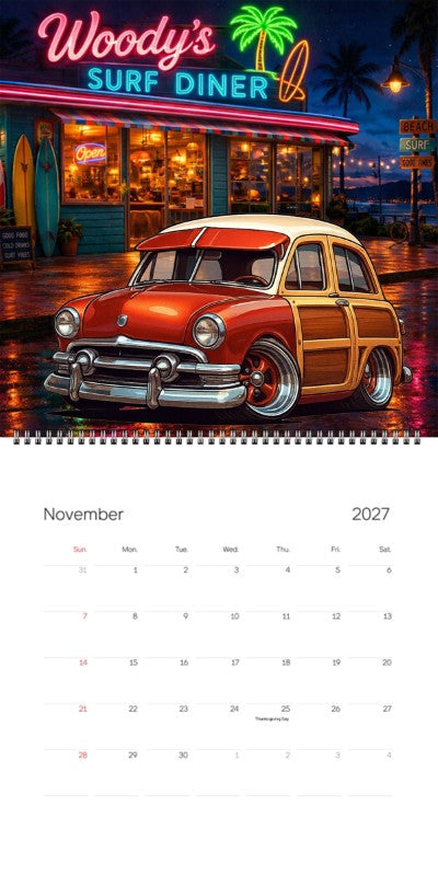 2027 Woodie Neon Calendar NDLSSMR-CA