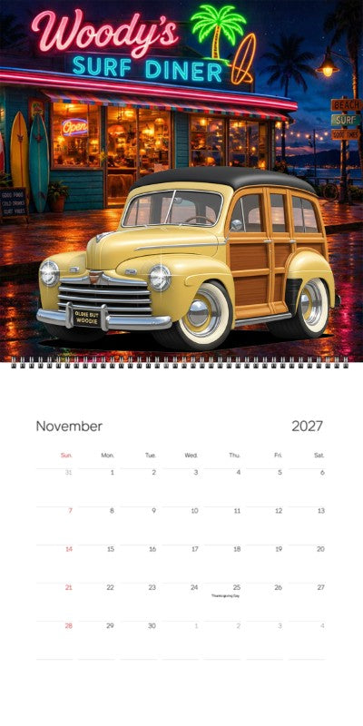 2027 Woodie Neon Calendar OLDIEBUTWOODIE-XX