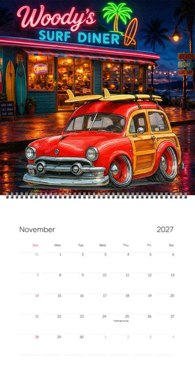 2027 Woodie Neon Calendar OLDSRFR-CA