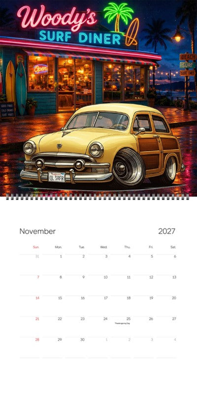 2027 Woodie Neon Calendar OLSRFR-CA