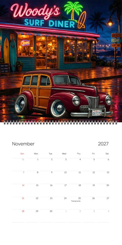 2027 Woodie Neon Calendar OUTSYD-CA