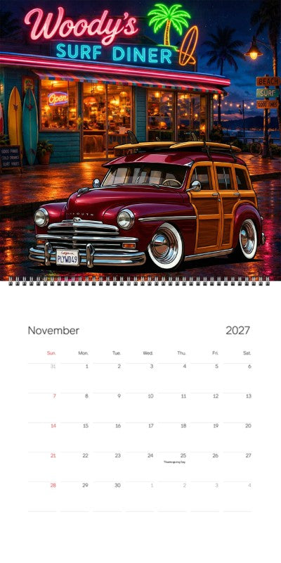 2027 Woodie Neon Calendar PLYWD49-CA