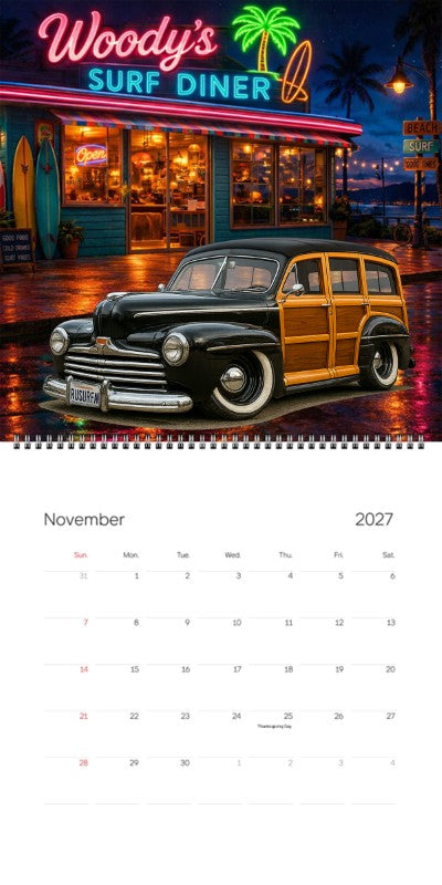 2027 Woodie Neon Calendar RUSURFN-CA