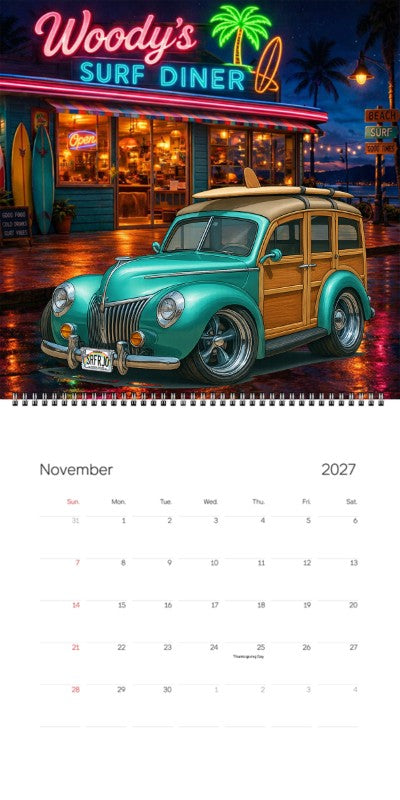 2027 Woodie Neon Calendar SRFRJO-HI