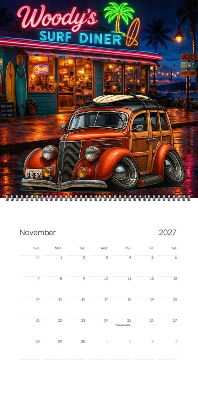 2027 Woodie Neon Calendar SURF36-CA