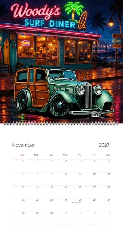 2027 Woodie Neon Calendar SURFUK-CA