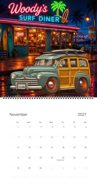 2027 Woodie Neon Calendar TOOTHPK-CA