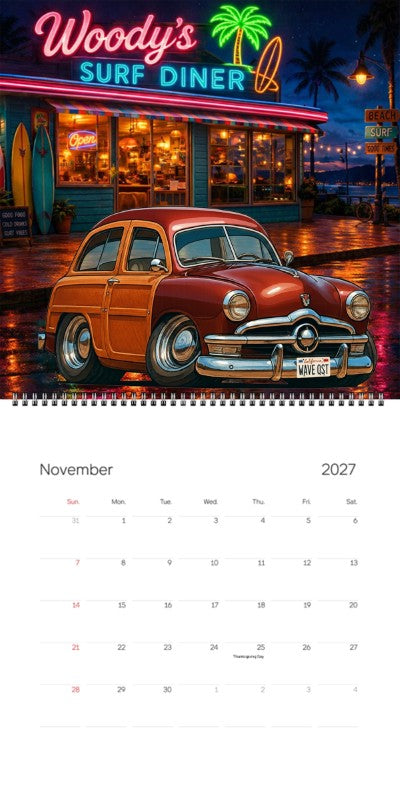 2027 Woodie Neon Calendar WAVEQST-CA