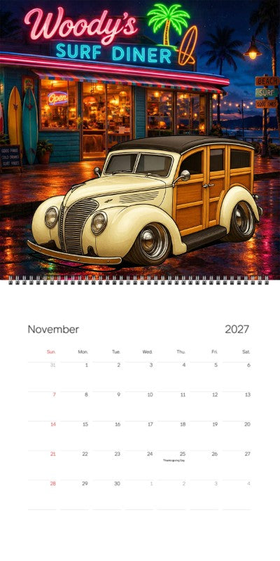2027 Woodie Neon Calendar WOODROD-CA
