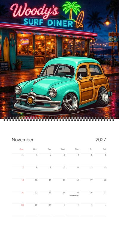 2027 Woodie Neon Calendar WOODSUV-CA
