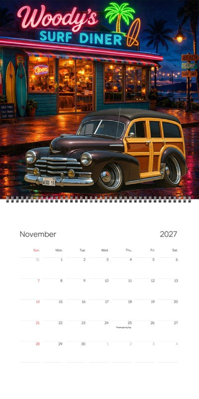 2027 Woodie Neon Calendar WOODYA-CA