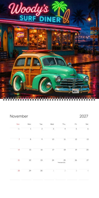 2027 Woodie Neon Calendar WUDHEE-CA