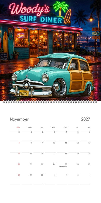 2027 Woodie Neon Calendar WUZATRE-CA