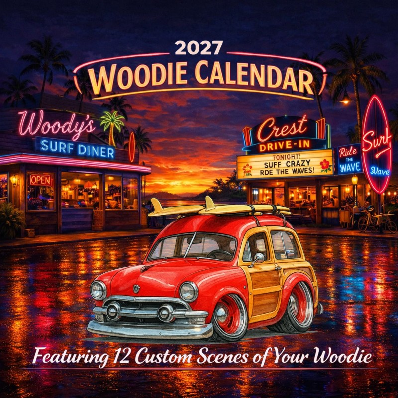 2027 Woodie Neon Calendar OLDSRFR-CA