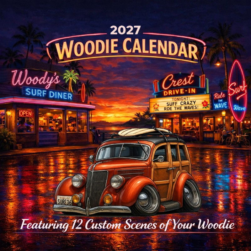 2027 Woodie Neon Calendar SURF36-CA