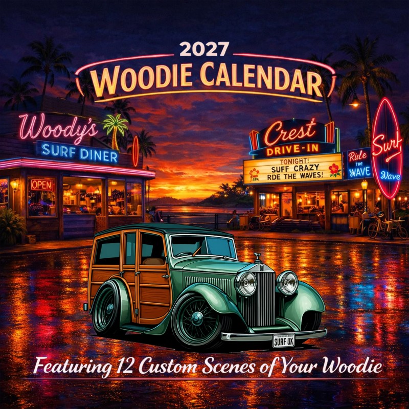 2027 Woodie Neon Calendar SURFUK-CA
