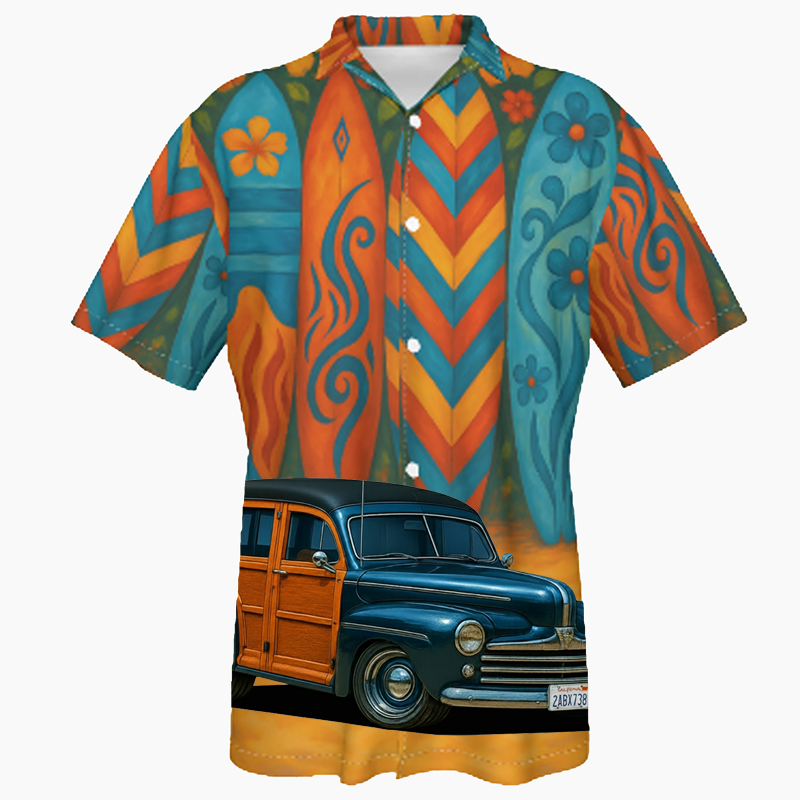 2ABX738 (CA) Hawaiian Shirt - Surfboard