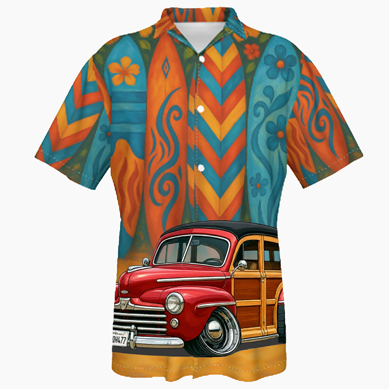 2EQH477 (CA) Hawaiian Shirt - Surfboard