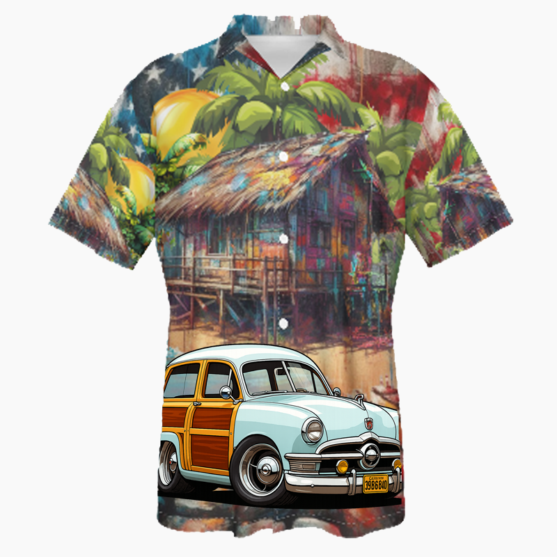 39B6840 (CA) Hawaiian Shirt - Patriotic