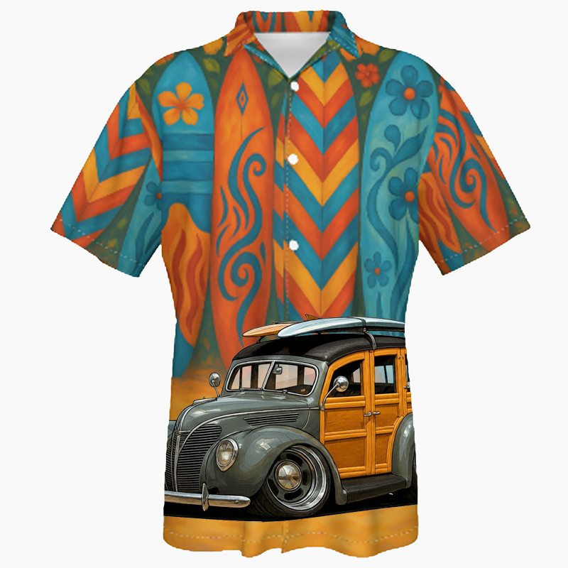 3N4037 (CA) Hawaiian Shirt - Surfboard
