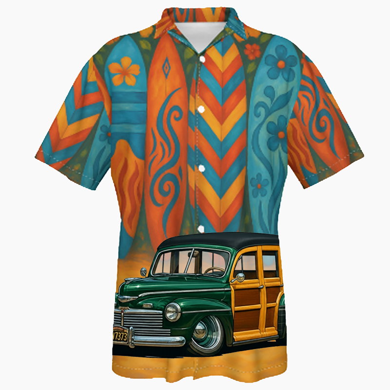 3N7373 (CA) Hawaiian Shirt - Surfboard