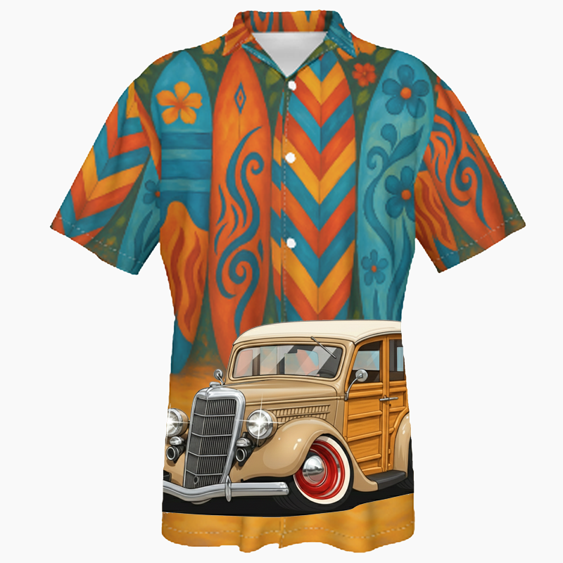 3U5874 (CA) Hawaiian Shirt - Surfboard