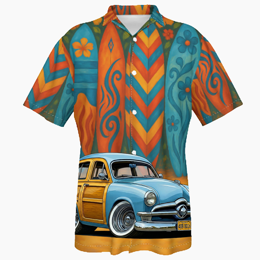 40B8016 (CA) Hawaiian Shirt - Surfboard