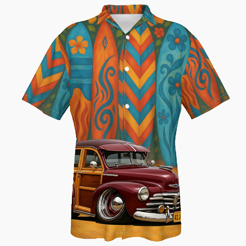 41J992 (CA) Hawaiian Shirt - Surfboard