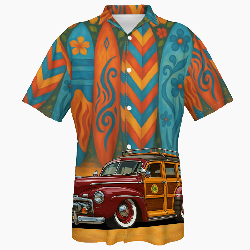 42F777 (CA) Hawaiian Shirt - Surfboard