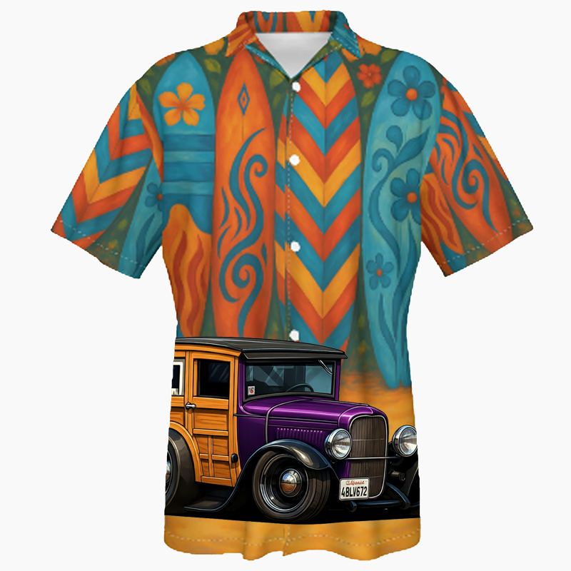 4BLV672 (CA) Hawaiian Shirt - Surfboard