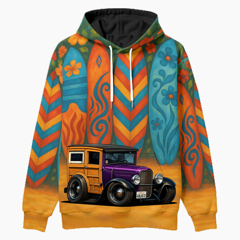 4BLV672 (CA) Woodie Hoodie - Surfboard