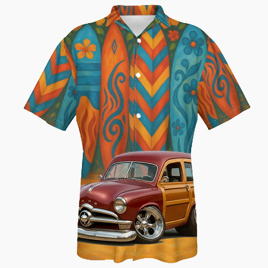 4T9WOOD (CA) Hawaiian Shirt - Surfboard
