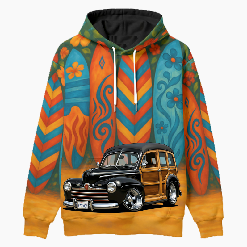 4ZRH804 (CA) Woodie Hoodie - Surfboard
